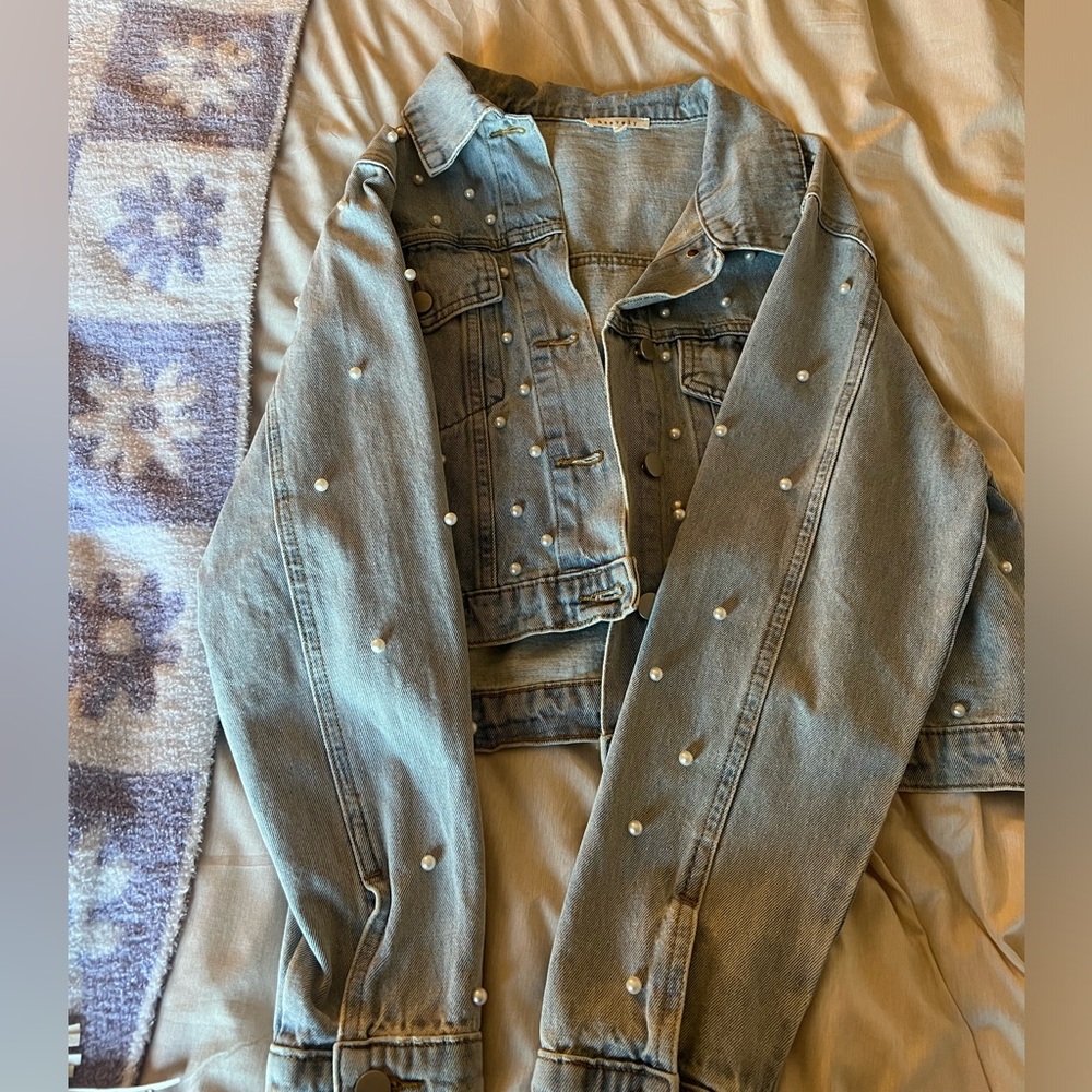 White pearl Jean jacket